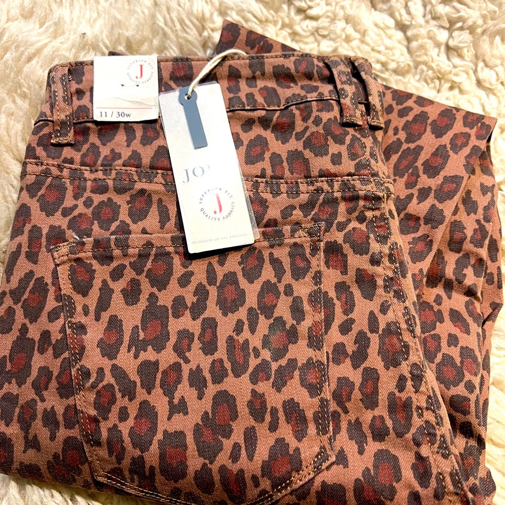 Jolt Leopard Stretch Ankle Crop Jeans, Size 11 / 30w